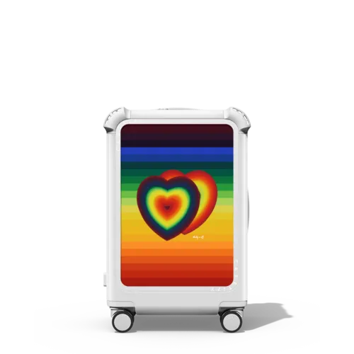 Hearts on Rainbow | 21" Carry-On Suitcase / Bounce Suitcase / Glossy Cloud White | Image 1