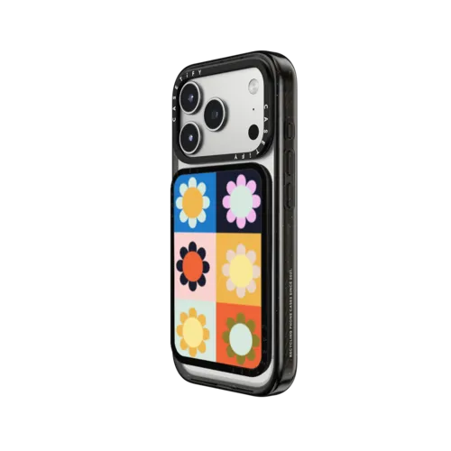 Retro Florals | Snappy Cardholder Stand / Snappy Cardholder Stand MagSafe Compatible / Black | Image 2