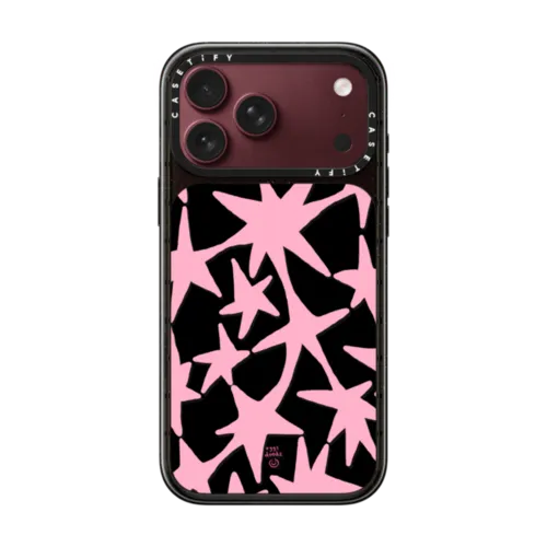 Pink Stars | iPhone 18 Pro Max / Impact Case MagSafe Compatible - Glossy / Glossy Black | Image 1
