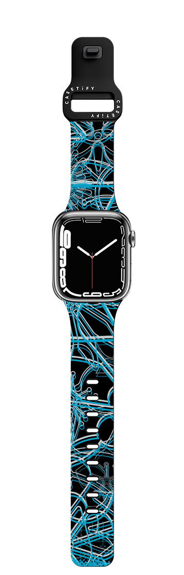 RM Blue Flowers | Apple Watch Series 7-9 (45mm) / Impact Band / Black | Image 1