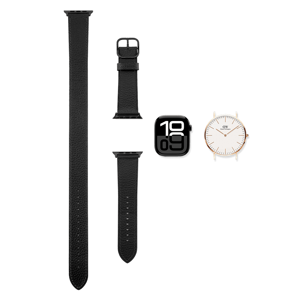 2-in-1 Italian Leather Band 46mm (Series 10) - Black
