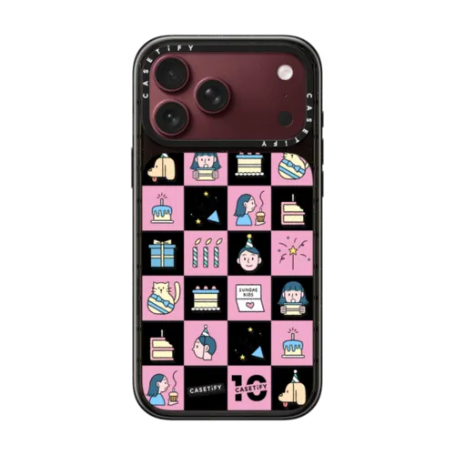 Sundae Kids- Birthday Checkerboard | iPhone 18 Pro Max / Impact Case MagSafe Compatible - Glossy / Glossy Black | Image 1