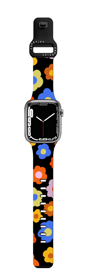 Rainbow Flowers by Kristen Peers | Apple Watch Series 7-9 (45mm) / Impact Band / Black | Image 1
