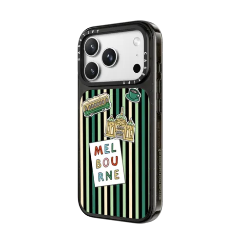 Melbourne Stickers and Stripes | iPhone 18 Pro Max / Impact Case MagSafe Compatible - Glossy / Glossy Black | Image 2