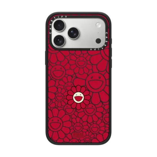 SUPERFLAT FLOWER PHONE CASE (RED) | iPhone 17 Pro Max / Impact Case MagSafe Compatible / Matte Black | Image 1