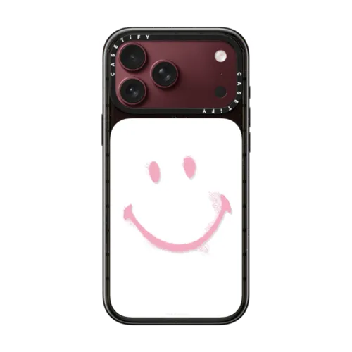 Smiley Graffiti Custom Phone Case - Pink Smile | iPhone 18 Pro Max / Impact Case MagSafe Compatible - Glossy / Glossy Black | Image 1