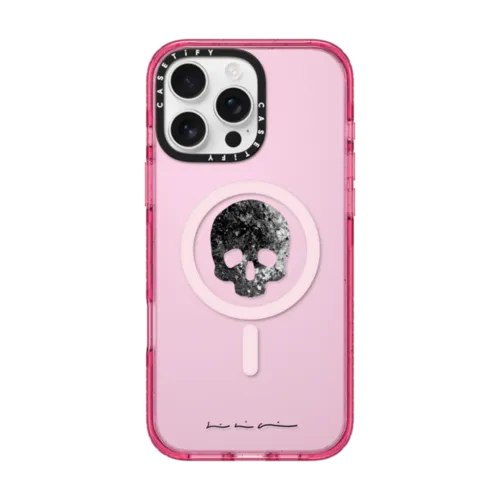 Skull - Black by Josh Lin | iPhone 16 Pro Max / Impact Case MagSafe Compatible / Pink Fizz | Image 1