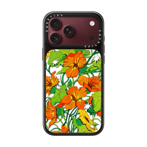 Orange Floral by Made By Nelson | iPhone 18 Pro Max / Impact Case MagSafe Compatible - Glossy / Glossy Black | Image 1