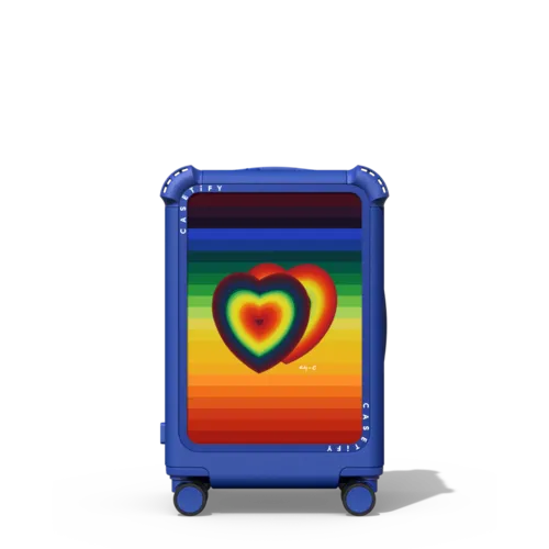Hearts on Rainbow | 21" Carry-On Suitcase / Bounce Suitcase / Cobalt Blue | Image 1