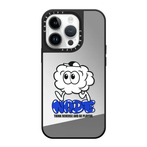 Running on NADE | iPhone 14 Pro / Mirror Case MagSafe Compatible / Silver on Black | Image 1