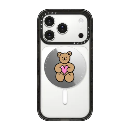 Teddy Bear Heart | Snappy Grip Stand / Snappy Mirror Grip Stand MagSafe Compatible / Silver | Image 1
