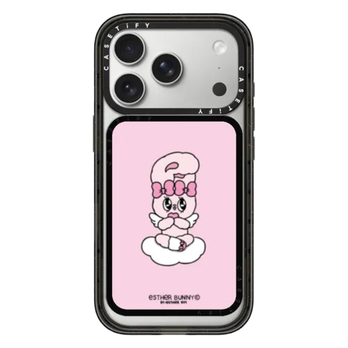 Esther Bunny Loves Me Time cardholder stand | Snappy Cardholder Stand / Snappy Cardholder Stand MagSafe Compatible / Black | Image 1