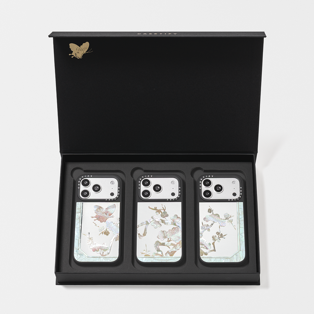 [PRE-ORDER] Miss Sohee Mother of Pearl Silver Mirror Case Box Set - Ivory - iPhone 17 Pro Max | Image 1