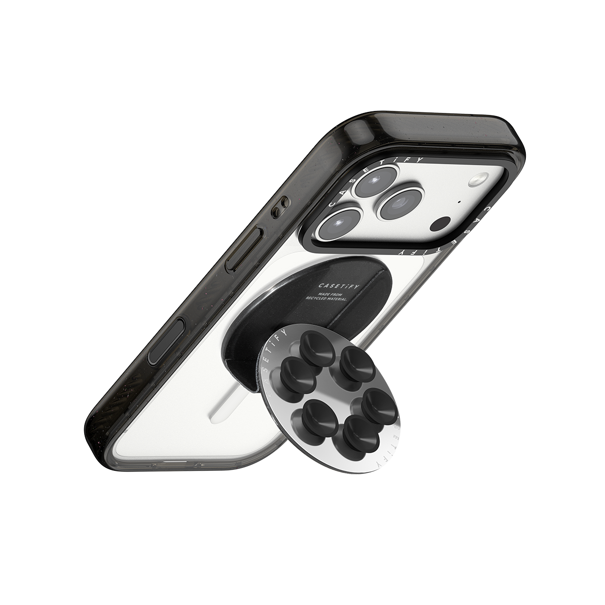 Snappy Snap & Stick Mirror Grip Stand Magsafe Compatible - Black
