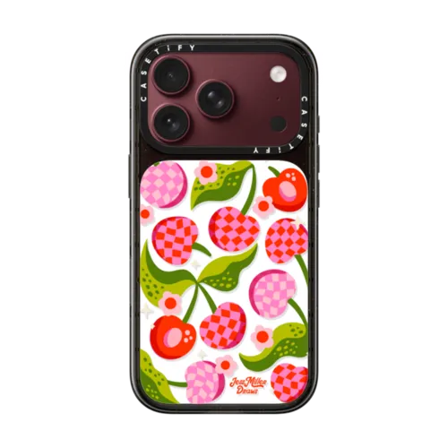 Checkered Cherries | iPhone 18 Pro / Impact Case MagSafe Compatible - Glossy / Glossy Black | Image 1