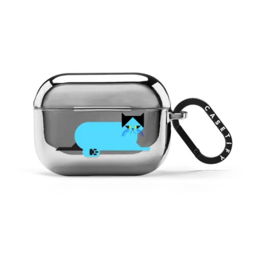 Simple Cat AirPod - 03 | AirPods Pro 2 / Earbuds Mirror Case / Silver | Image 1