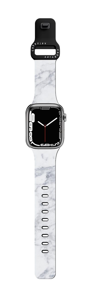 White Marble Band | Apple Watch Series 7-9 (45mm) / Impact Band / Black | Image 1