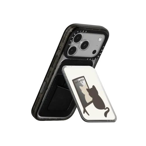 overthinking cat | Snappy Cardholder Stand / Snappy Mirror Cardholder Stand MagSafe Compatible / Silver | Image 3