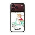 Ciao- Vespa Girl Milan Italy (fashion illustration transparent case) | iPhone 18 Pro Max / Impact Case MagSafe Compatible - Glossy / Glossy Black | Image 1
