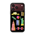 New York City retro art - nyc symbols silkscreen and riso | iPhone 18 Pro Max / Impact Case MagSafe Compatible - Glossy / Glossy Black | Image 1