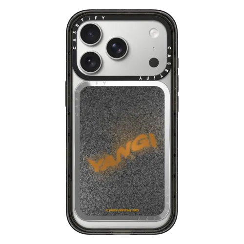 YANGI Metalic Glitch Logo Snappy Cardholder Stand | Snappy Cardholder Stand / Snappy Mirror Cardholder Stand MagSafe Compatible / Silver | Image 1