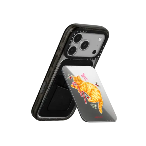 Candy Cane Cat | Snappy Cardholder Stand / Snappy Mirror Cardholder Stand MagSafe Compatible / Silver | Image 3