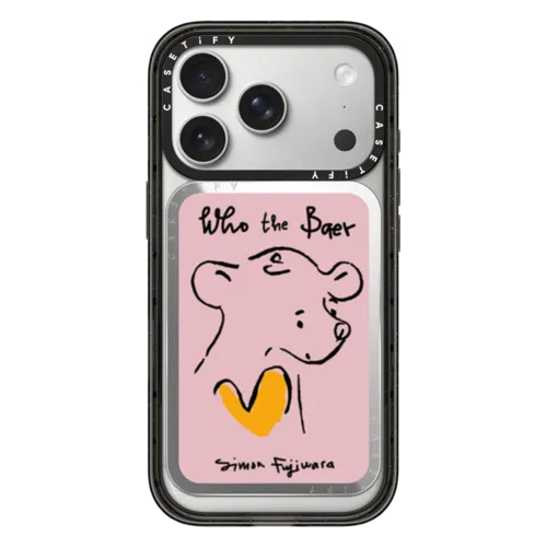 Who the Baer (Pink) | Snappy Cardholder Stand / Snappy Mirror Cardholder Stand MagSafe Compatible / Silver | Image 1