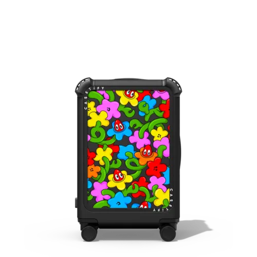 Lobster Flower Pattern | 21" Carry-On Suitcase / Bounce Suitcase / Matte Black | Image 1