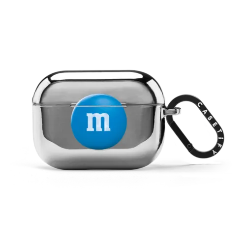 M&M'S Blue Airpod Case | AirPods Pro 2 / Earbuds Mirror Case / Silver | Image 1