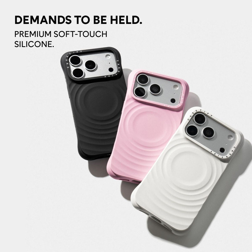 iPhone 18 Pro Max - Alloy Ripple Case - Silver on Glossy Black