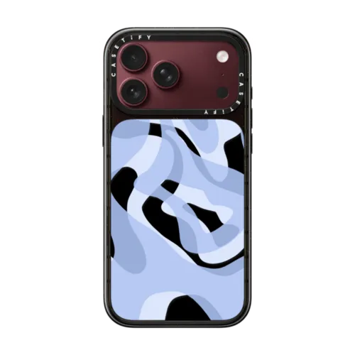 retro swirls in blue | iPhone 18 Pro Max / Impact Case MagSafe Compatible - Glossy / Glossy Black | Image 1