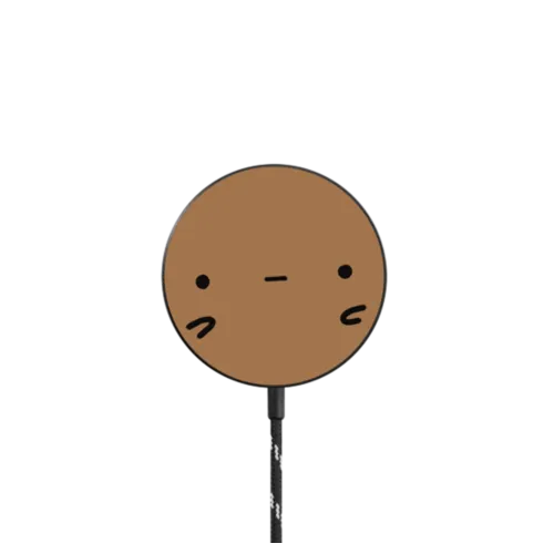 sad potato face by sad potato club |   / PowerThru Magnetic Wireless Charger MagSafe Compatible / Black | Image 1