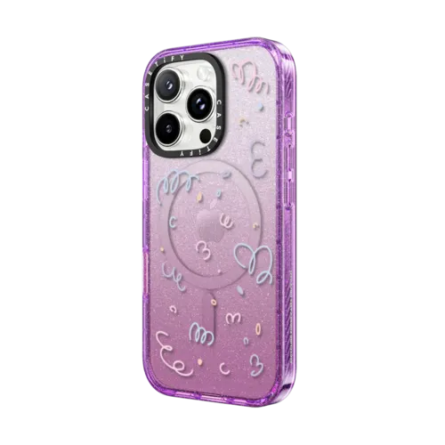 Transparent Confetti | iPhone 16 Pro Max / Impact Case MagSafe Compatible / Glitter Purple | Image 2
