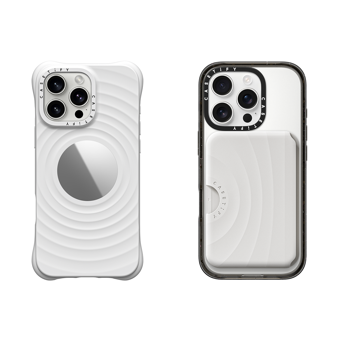 2-in-1 Essentials Garden Set 1 - Ripple Mirror Case - White - iPhone 16 Pro Max& Snappy Ripple Wallet - White | Image 1