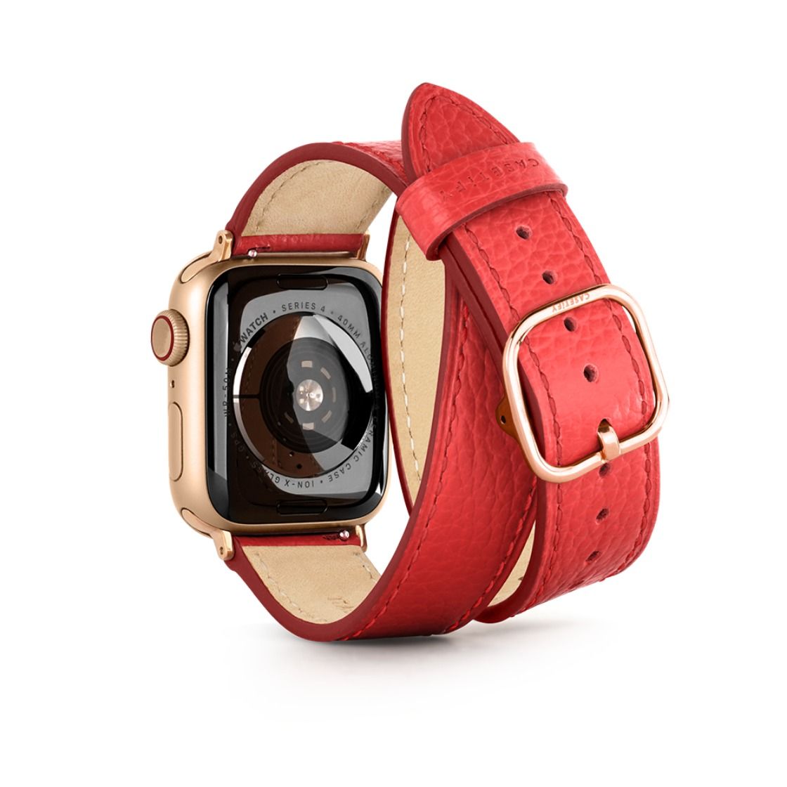 2-in-1 Italian Leather Band 42mm (Series 10) - Red