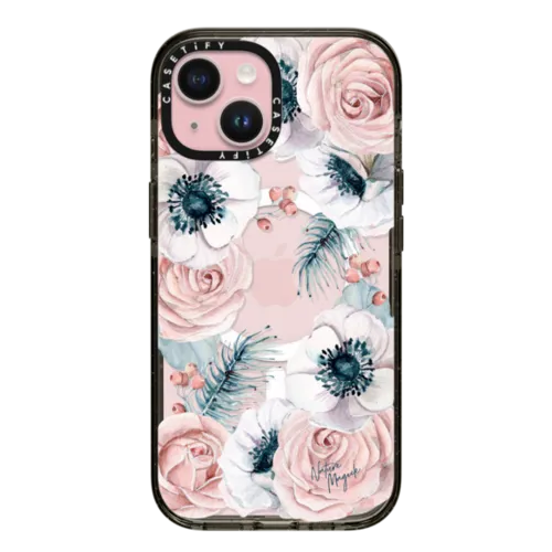 Winter Blossom Love by Nature Magick | iPhone 15 / Impact Case MagSafe Compatible / Black | Image 1
