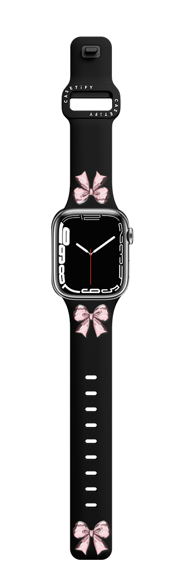 Metallic Pink Ribbon | Apple Watch Series 7-9 (45mm) / Impact Band / Black | Image 1