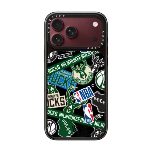 Milwaukee Bucks Sticker Mania Phone Case | iPhone 18 Pro Max / Impact Case MagSafe Compatible - Glossy / Glossy Black | Image 1