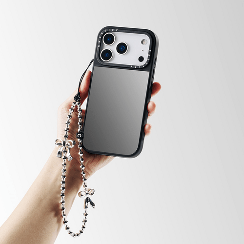 YANGI Metalic Checkered Plate Case | iPhone 17 Pro Max / Mirror Case MagSafe Compatible / Silver on Black | Image 4