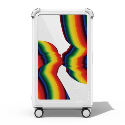 Kissing | 29" Check-In Trunk Suitcase / Bounce Suitcase / Glossy Cloud White | Image 1