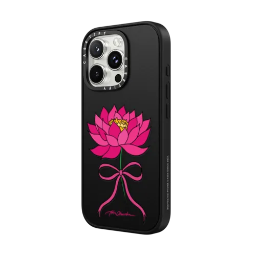 Pink Water Lily Bow | iPhone 16 Pro Max / Impact Case MagSafe Compatible / Matte Black | Image 2