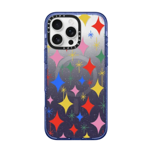 Sparkle Party by Katie Benn | iPhone 16 Pro Max / Impact Case MagSafe Compatible / Glitter Indigo | Image 1