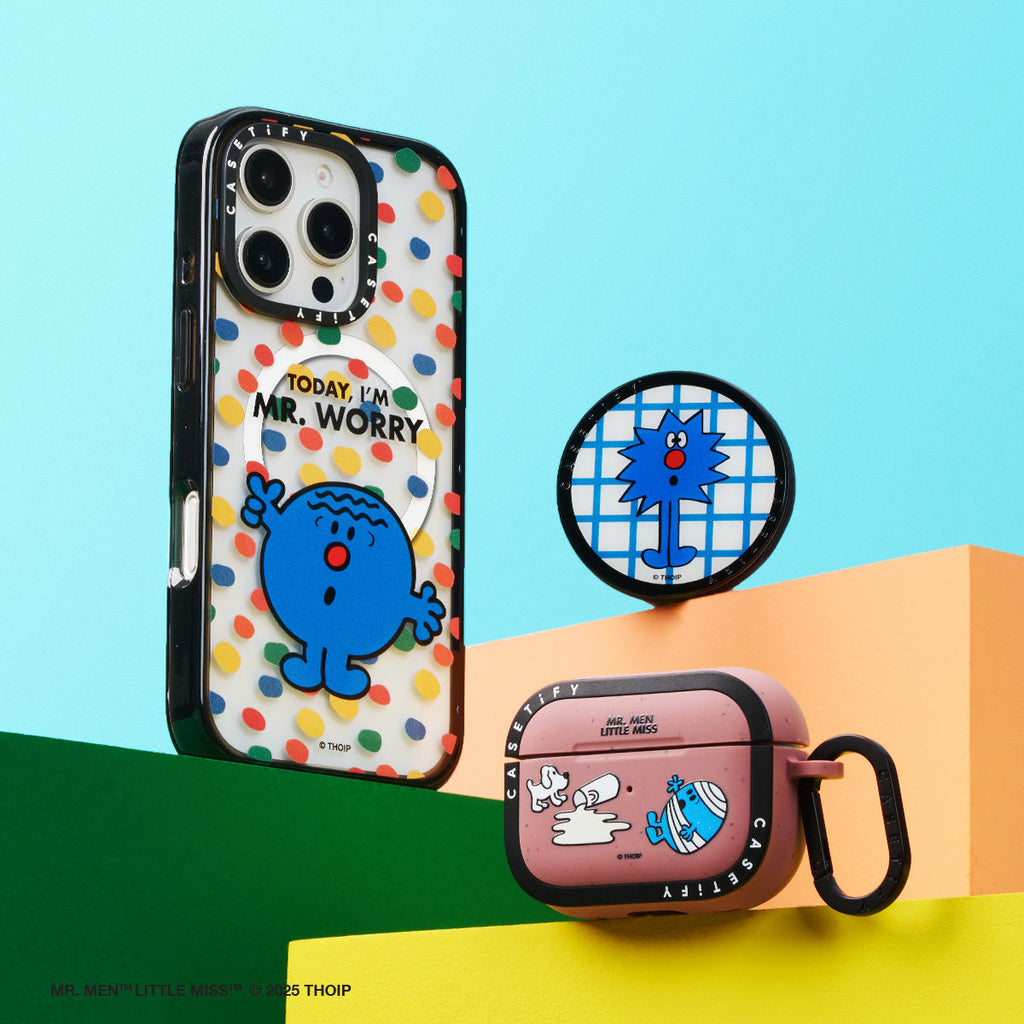 Mr. Men Little Miss Under the Weather Special Set - iPhone 16 Pro Max Magsafe Impact + AirPods Pro/Pro 2 Bounce Case + Grip Stand | Image 1