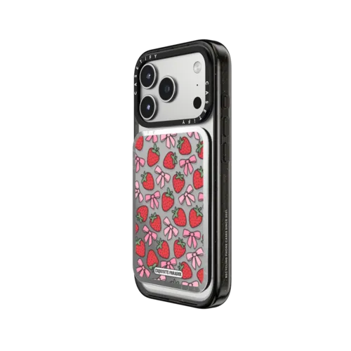 Strawberry Bow | Snappy Cardholder Stand / Snappy Mirror Cardholder Stand MagSafe Compatible / Silver | Image 2