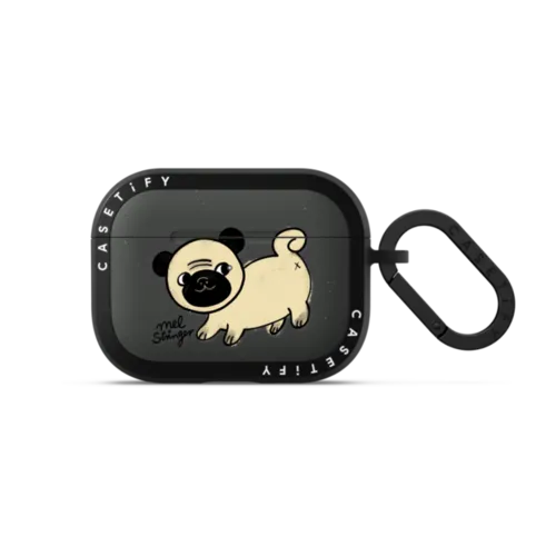 Pug By Mel Stringer | AirPods Pro 3 / Earbuds Bounce Case / Matte Charcoal | Image 1