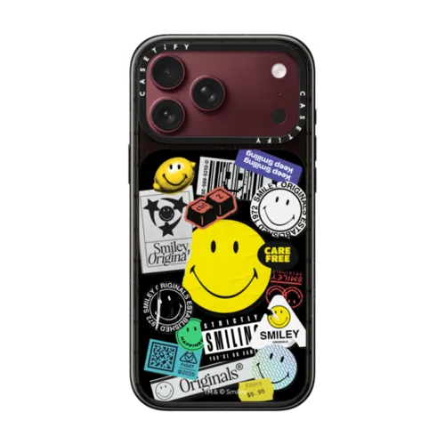 Smiley Sticker Phone Case | iPhone 18 Pro Max / Impact Case MagSafe Compatible - Glossy / Glossy Black | Image 1