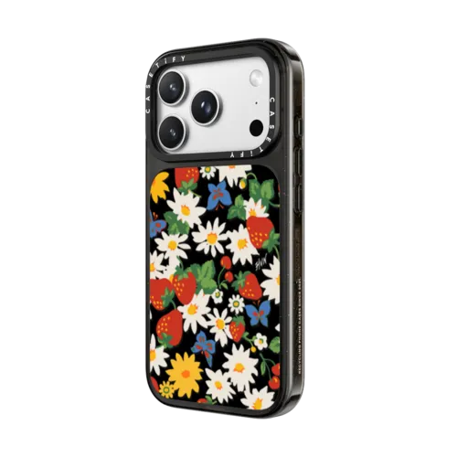 Strawberry Daisy | iPhone 18 Pro Max / Impact Case MagSafe Compatible - Glossy / Glossy Black | Image 2