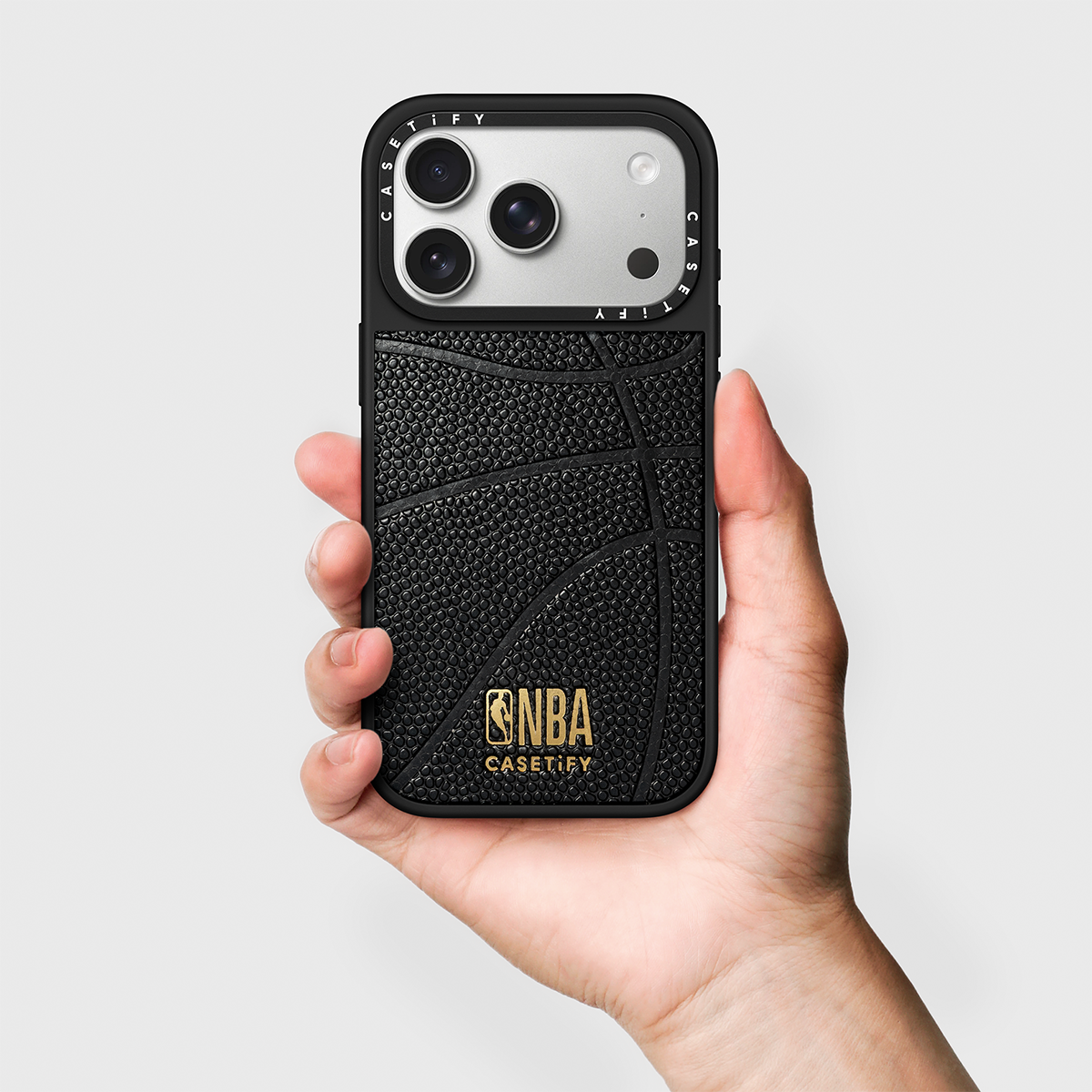 CASETiFY x NBA 2026 iPhone 17 Pro Max Material Grip Case Basketball Leather Case
