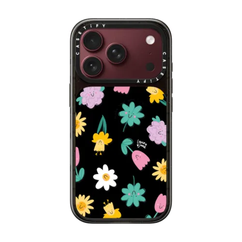 Happy Garden by Laura Jane Illustrations | iPhone 18 Pro / Impact Case MagSafe Compatible - Glossy / Glossy Black | Image 1