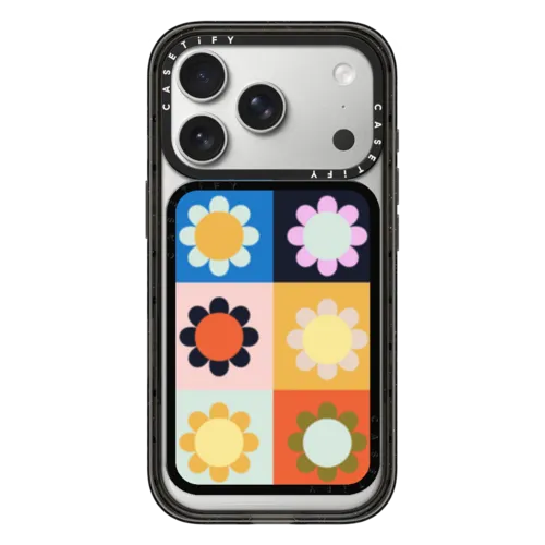Retro Florals | Snappy Cardholder Stand / Snappy Cardholder Stand MagSafe Compatible / Black | Image 1